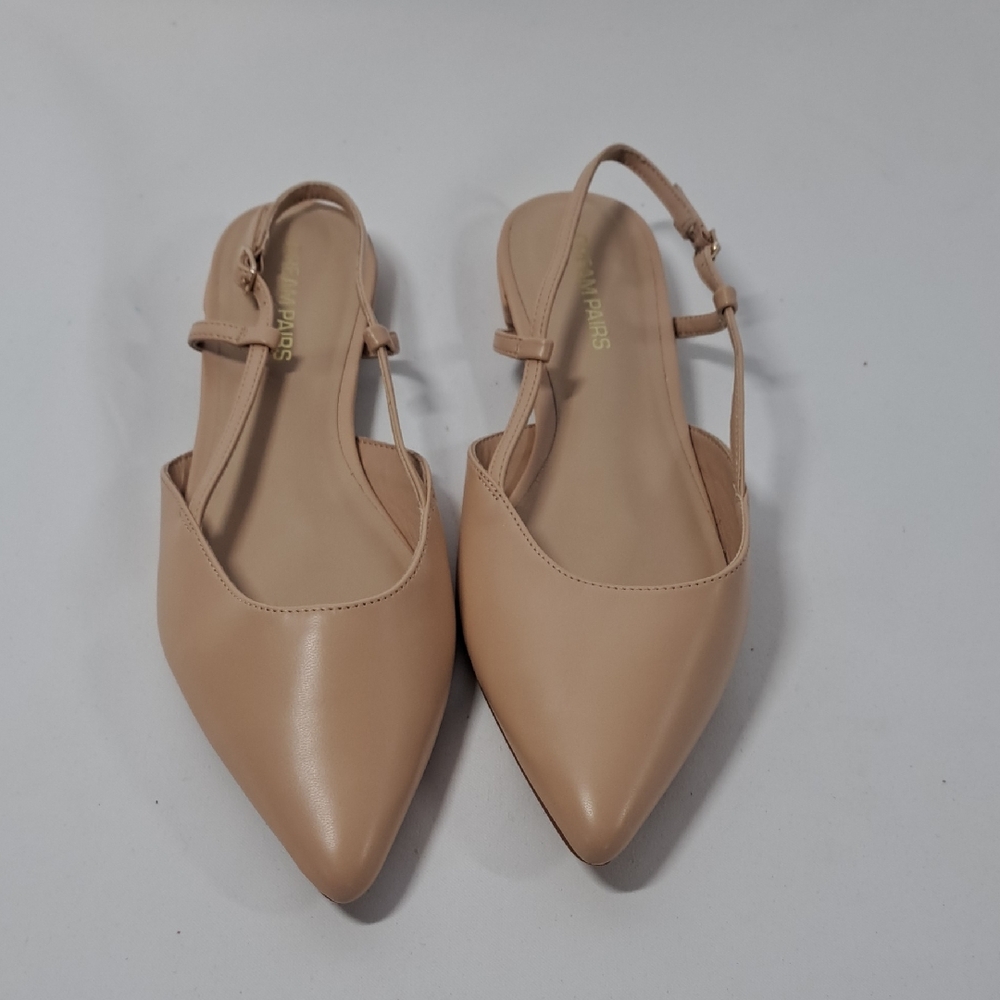 Dream Pairs Beige Pointed Slingback Flats